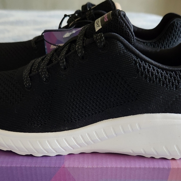 Women's skechers Bob's Squad Chaos shoes size 7 black/white - Picture 5 of 12